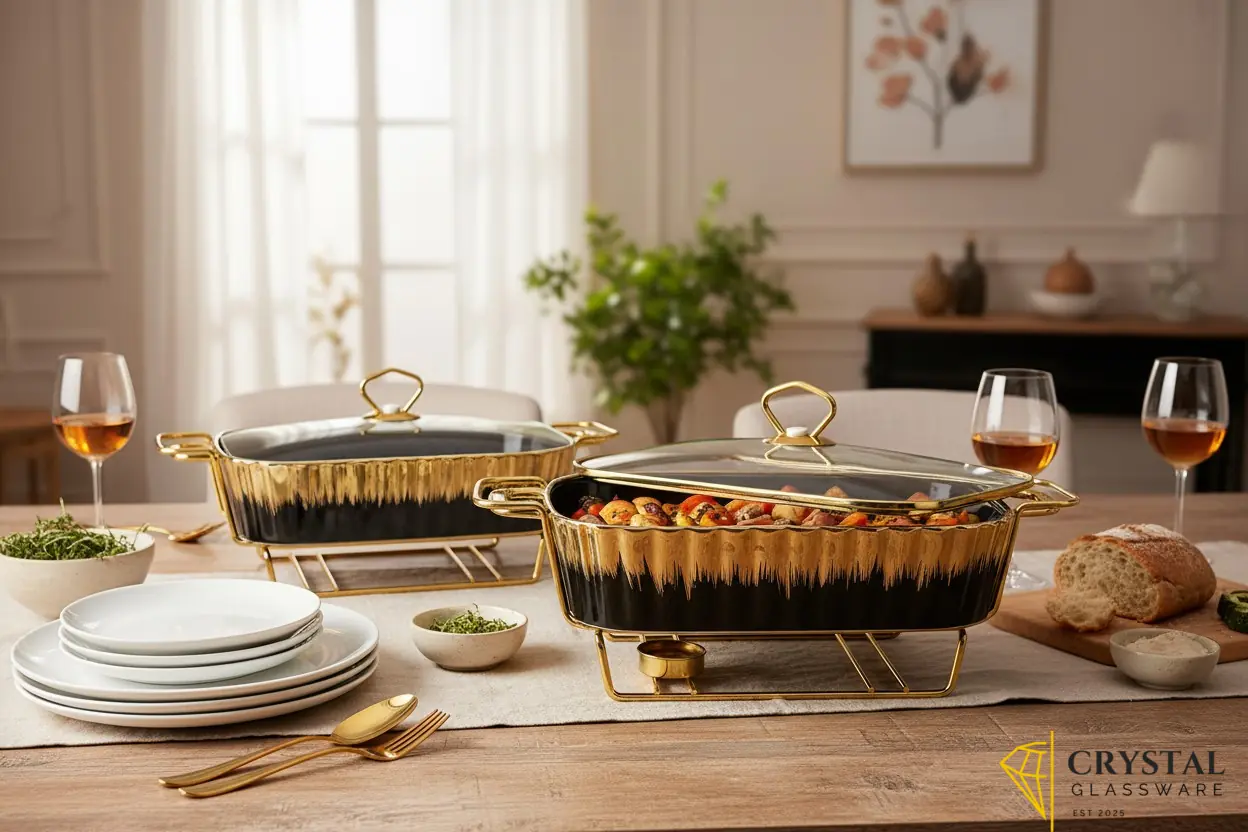 Fancy buffet sets with golden burner stands 